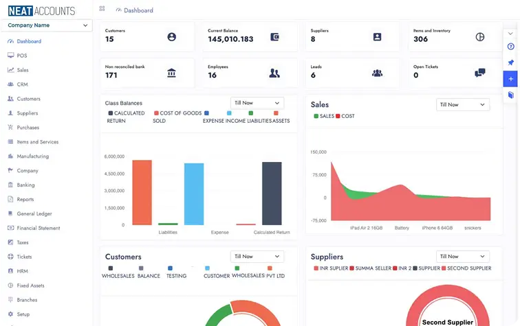 NeatAccounts Accounting Software Interface