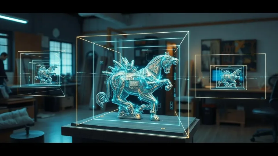 Handcrafted artwork analyzed by AI computer vision in a studio